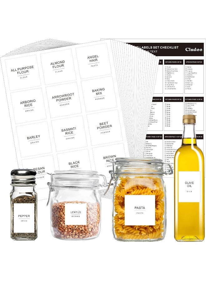 Cludoo 434 Pcs Kitchen Pantry Labels for Food Containers with DIY Blank Labels, 3 Sizes Preprinted Minimalist Waterproof Pantry Kitchen Labels, Pantry Kitchen Organization Labels for Jar, Bottles, Boxes - Image 1